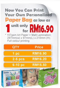 onalized Paper Bag as low as 1 unit only for RM16.90